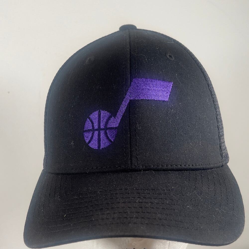 Utah Jazz 110 Flex Fit Snapback Hat NBA Basketball Black Purple Note Logo OSFA